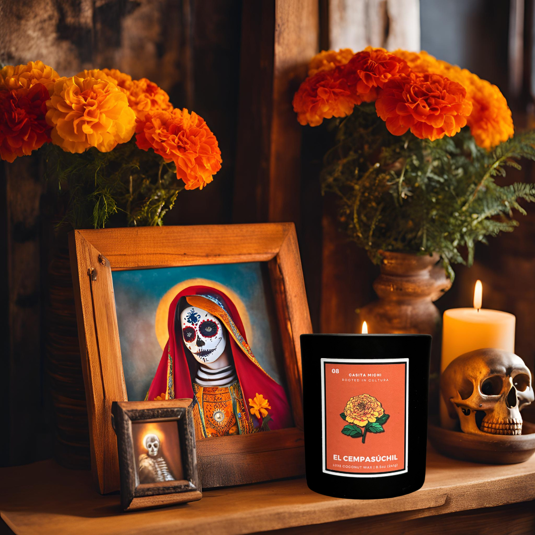 El Cempasúchil | Día de los Muertos Lotería Candle